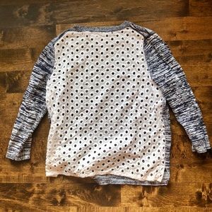Gap Navy and White Eyelet Mixed Media Sweater